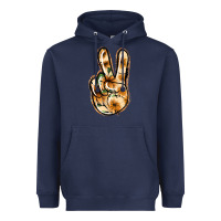 Navy Floral Gold Peace Sign Heavyweight Hoodie - Jasminsmagicworld
