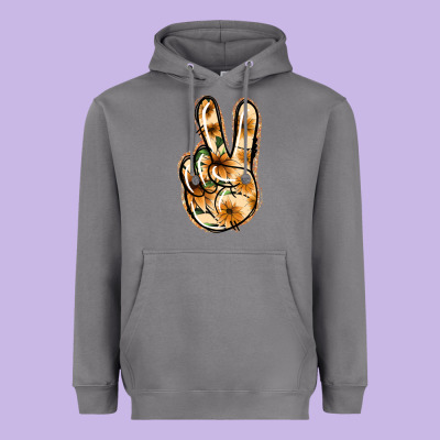 Floral Gold Peace Sign Heavyweight Hoodie Designed By Jasminsmagicworld