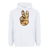 White Floral Gold Peace Sign Heavyweight Hoodie - Jasminsmagicworld