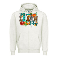 Oatmeal Heather y'all gonna learn today pumpkin and pen Zipper Hoodie - AdoDesignShop