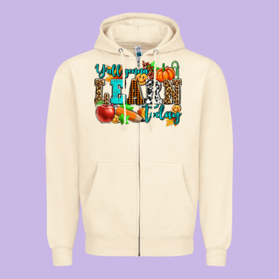 Y'all Gonna Learn Today Pumpkin And Pen Zipper Hoodie Designed By Adodesignshop