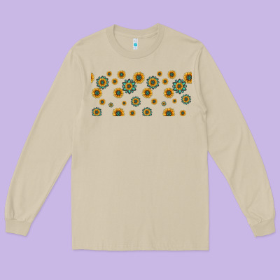Sunflowers And Turquoise 16oz Libbey Glass Long Sleeve Tee Designed By Hra Design Shop