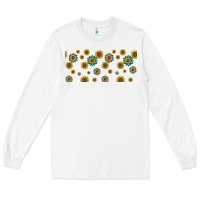 White sunflowers and turquoise 16oz libbey glass Long Sleeve Tee - HRA Design Shop