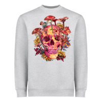 Heather Grey Floral skeleton with mushrooms Heavyweight Sweatshirt - RanaPortraitStore