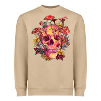 Floral Skeleton With Mushrooms Heavyweight Sweatshirt | Teevron