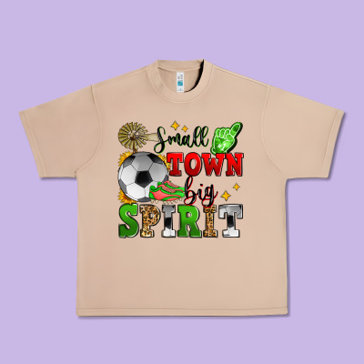 Small Town Big Spirit Soccer Urban Heavy Tee Designed By Zillion Design Studio