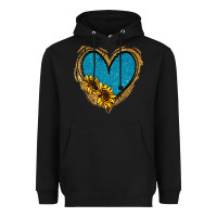 Black Gold Glitter Sunflower Blue Heart Heavyweight Hoodie - Jasminsmagicworld