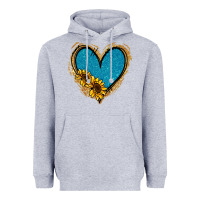 Heather Grey Gold Glitter Sunflower Blue Heart Heavyweight Hoodie - Jasminsmagicworld