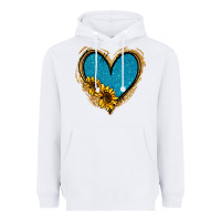 White Gold Glitter Sunflower Blue Heart Heavyweight Hoodie - Jasminsmagicworld
