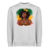 Heather Grey black queen with juneteenth flag Heavyweight Sweatshirt - texasbilliewilder