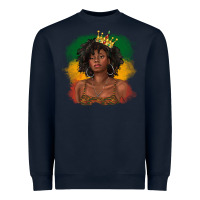 Navy black queen with juneteenth flag Heavyweight Sweatshirt - texasbilliewilder