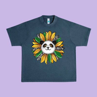 Panda Sunflower Urban Heavy Tee Designed By Ranaportraitstore