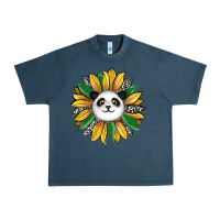 Midnight Navy panda sunflower Urban Heavy Tee - RanaPortraitStore
