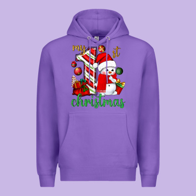 My 1 St Christmas With Cute Snowman Bbs Premium Hoodie Designed By Bundleandbundleshop