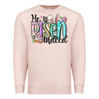Pale Pink he is risen indeed Premium Sweatshirt - MaliasSmallBusiness