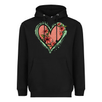 Black Pink Glitter Floral Heart Heavyweight Hoodie - Jasminsmagicworld