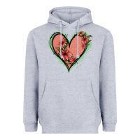 Heather Grey Pink Glitter Floral Heart Heavyweight Hoodie - Jasminsmagicworld