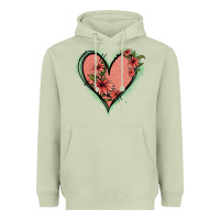 Matcha Pink Glitter Floral Heart Heavyweight Hoodie - Jasminsmagicworld