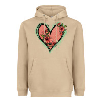 Mushroom Pink Glitter Floral Heart Heavyweight Hoodie - Jasminsmagicworld