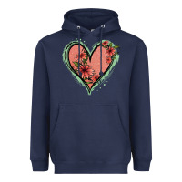 Navy Pink Glitter Floral Heart Heavyweight Hoodie - Jasminsmagicworld