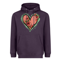 Plum Pink Glitter Floral Heart Heavyweight Hoodie - Jasminsmagicworld