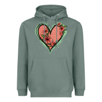 Sage Pink Glitter Floral Heart Heavyweight Hoodie - Jasminsmagicworld