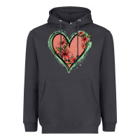 Smoke Pink Glitter Floral Heart Heavyweight Hoodie - Jasminsmagicworld
