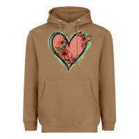 Toasted Coconut Pink Glitter Floral Heart Heavyweight Hoodie - Jasminsmagicworld