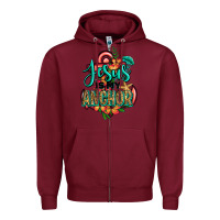 Burgundy jesus is my anchor Zipper Hoodie - Jasminsmagicworld