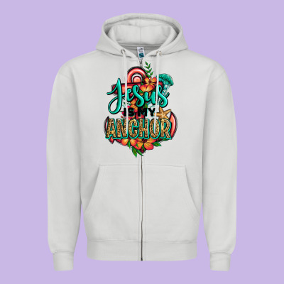 Jesus Is My Anchor Zipper Hoodie Designed By Jasminsmagicworld