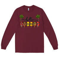 Burgundy 1hello summer Long Sleeve Tee - CowhideDigitalArt