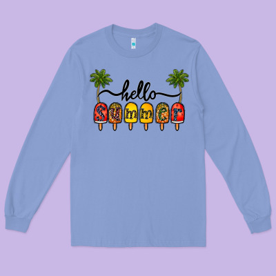 1hello Summer Long Sleeve Tee Designed By Cowhidedigitalart