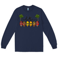 Navy 1hello summer Long Sleeve Tee - CowhideDigitalArt