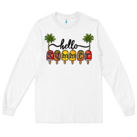 White 1hello summer Long Sleeve Tee - CowhideDigitalArt