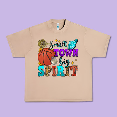 Small Town Big Spirit Basketball Urban Heavy Tee Designed By Zillion Design Studio