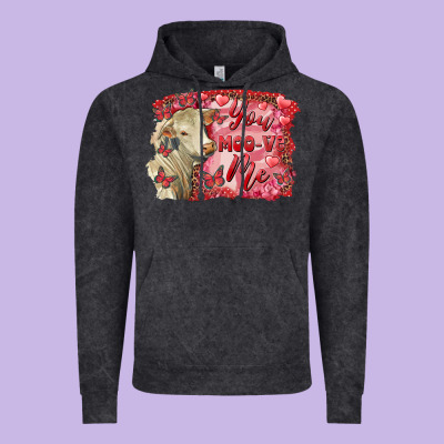Vintage Hoodie Valentine's day you moo ve me charolais cow