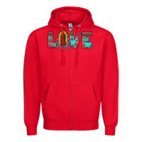 Red love our lady of guadalupe Zipper Hoodie - JahusDesignShop