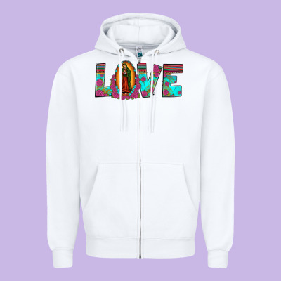Love Our Lady Of Guadalupe Zipper Hoodie Designed By Jahusdesignshop