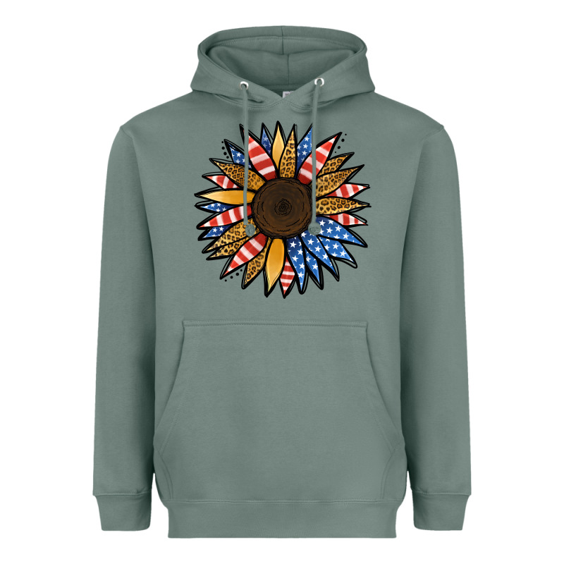 Patriotic Sunflower Heavyweight Hoodie by Jasminsmagicworld | Teevron