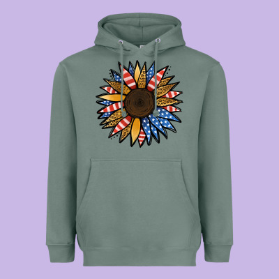 Patriotic Sunflower Heavyweight Hoodie Designed By Jasminsmagicworld