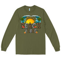 Army Green beach vibes Long Sleeve Tee - CowhideDigitalArt