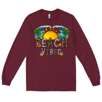 Burgundy beach vibes Long Sleeve Tee - CowhideDigitalArt
