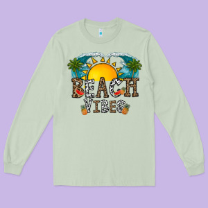 Beach Vibes Long Sleeve Tee Designed By Cowhidedigitalart
