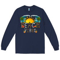 Navy beach vibes Long Sleeve Tee - CowhideDigitalArt