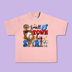 Small Town Big Spirit Baseball Urban Heavy Tee Designed By Zillion Design Studio