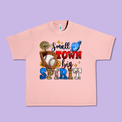 Small Town Big Spirit Baseball Urban Heavy Tee Designed By Zillion Design Studio