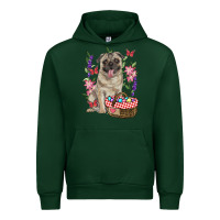 Forest Green Easter pug Urban Hoodie - RanaPortraitStore