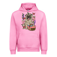 Fuchsia Pink Easter pug Urban Hoodie - RanaPortraitStore
