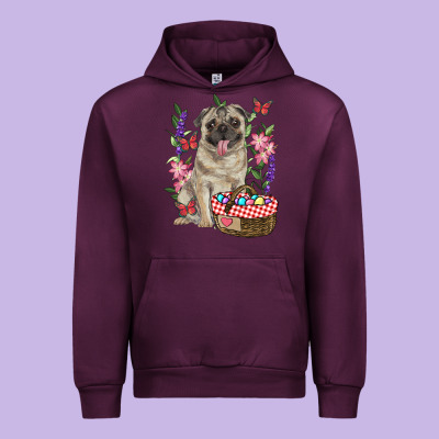 Easter Pug Urban Hoodie Designed By Ranaportraitstore