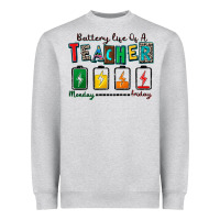 Heather Grey battery life of a teacher Heavyweight Sweatshirt - Zillion Design Studio